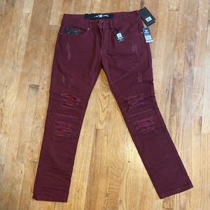 XRay Jeans Burgundy Stretch Distressed Pants 30